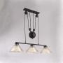 KWOKING Lighting Industrial Pulley Pendant Light Vintage 3 Lights with Pleated Frosted Glass Shade Adjustable Barn Hanging Lamp for Living Room,Dining Room,Farmhouse