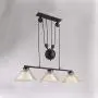 KWOKING Lighting Industrial Pulley Pendant Light Vintage 3 Lights with Pleated Frosted Glass Shade Adjustable Barn Hanging Lamp for Living Room,Dining Room,Farmhouse