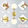 Modern Glass Ball Wall Light, Mid Century Wall Lamp Magic Bean Globe Wall Sconces for Restaurant Living Room Bedside Stairs Bathroom Mirror
