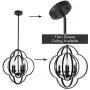 VINLUZ Farmhouse Chandeliers 4-Light Black Finish Metal Globe Orbits Kitchen Island Pendant Lighting with Pivoting Interlocking Rings, Modern Ceiling Hanging Lamp for Dining Room Bedroom Hallway