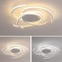 JIAODIE LED Ceiling Light Dimmable Living Room Kitchen Flush Hanging Lamp Modern Spiral Flower Shape Ceiling Lamp Fixture,Bedroom Ceiling Chandelier Lighting with Remote Control,White,Ø22″/72W