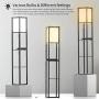 Floor Lamp with Shelves-Modern Tall LED Lamps with Charging Station-2 USB Ports& 1 Power Outlet - Lamps for Living Room, Bedrooms& Office-Black