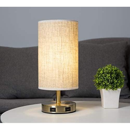 Focondot 3-Way Touch Control Table Lamp, 6W Edison Dimmable E26 Led Bulb Desk Lamp with Dual USB Charging Ports, Modern Bedside Lamp Nightstand Lamps for Bedroom Living Room Office