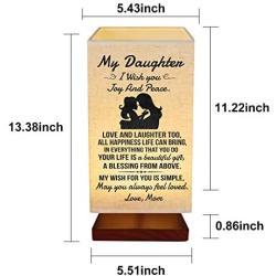 Engraved Bedside Table Lamp - Personalized Fabric Wooden Desk Lamp for Bedroom Living Room Office Study - Perfect for Men Women Husband Wife Dad Mom Son Daughter Gifts (Mom to Daughter)