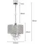 16.5 inch 4-Light Crystal Chandelier Ceiling Light with Beaded Round Drum Metal Shade, Antique Chrome Finish Pendant Lighting, Hanging Lamp for Hallway, Kitchen, Dining Room, Living Room