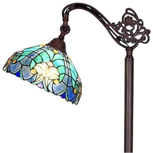 Cotoss Tiffany Floor Lights, Tiffany Floor Lamps for Reading, Stained Glass Arc Floor Lamp, Tiffany Pole Lamp, Standing Lamp, 1 Light Tiffany Style Floor Reading Lamp