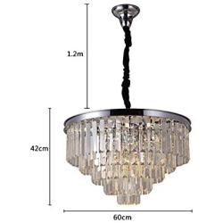 Harbin-Star 4-Tier Crystal Ceiling Lights, 60CM Modern Contemporary 9 Lights Chandeliers Pendant Light Hanging Lamp for Dining Room Living Room Bedroom USA Stock (Chrome)