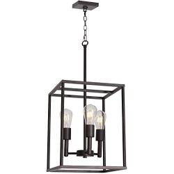 VINLUZ 3 Light Farmhouse Chandelier Black Fixture