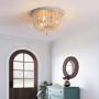 Q&S Wood Beaded Chandelier,Boho Farmhouse Light Fixture,Oak White,3 Lights,Semi Flush Mount Ceiling Light Fixtures for Hallway Babys Nursery Bedroom Kitchen Living Room