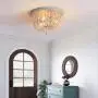 Q&S Wood Beaded Chandelier,Boho Farmhouse Light Fixture,Oak White,3 Lights,Semi Flush Mount Ceiling Light Fixtures for Hallway Babys Nursery Bedroom Kitchen Living Room