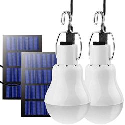 Solar Powered Led Light Bulb, Lampelc Auto On/Off Light Sensor Lamp Garden Kitchen Reading with Solar Panel for Garden Patio Yard Hiking Camping Tent Fishing(2 Pack)