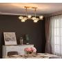 NOXARTE Brass Globe Chandelier Modern Pendant Light Fixture with Clear Crystal Shade for Dining Living Room 8 Lights