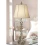 Duval Cottage Table Lamp Crystal Antique White Candlestick Beige Bell Shade for Living Room Family Bedroom Bedside - Barnes and Ivy