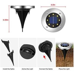 Solar Ground Lights, 10 Packs 8 LED Solar Disk Lights Outdoor IP65 Waterproof Bright In-Ground Solar Garden Lights, Landscape Disk Lights for Steps Patio Lawn Yard Pathway Deck (Cold White)