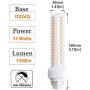 Gx24 4-Pin Base LED Bulb, Lustaled 12W G24q PL-C Horizontal Recessed Light 26W CFL Lamp Equivalent for Kitchen Light Pendant Lamp Dining Room, Warm White 3000K, 4-Pack (Remove/Bypass The Ballast)