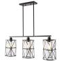 SHENGQINGTOP 33 Inches Industrial Kitchen Island Lights with Clear Glass, 3-Light Dining Room Lighting Fixtures Hanging, New Transitional Multi Pendant Lighting, Matte Black Finish