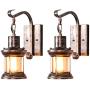 Rustic Wall Light Fixtures, Oil Rubbed Bronze Finish Indoor Vintage Wall Light Wall Sconce Industrial Lamp Fixture Glass Shade Farmhouse Metal Sconces Wall Lights for Bedroom Living Room Cafe(2 Pack)
