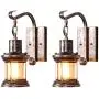Rustic Wall Light Fixtures, Oil Rubbed Bronze Finish Indoor Vintage Wall Light Wall Sconce Industrial Lamp Fixture Glass Shade Farmhouse Metal Sconces Wall Lights for Bedroom Living Room Cafe(2 Pack)
