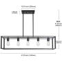 VINLUZ Farmhouse Chandeliers 5-Light Black Dining Room Lighting Linear Contemporary Metal Pendant Light Large Industrial Rustic Hanging Ceiling Light Fixtures for Kitchen Island Foyer Bar