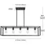VINLUZ Farmhouse Chandeliers 5-Light Black Dining Room Lighting Linear Contemporary Metal Pendant Light Large Industrial Rustic Hanging Ceiling Light Fixtures for Kitchen Island Foyer Bar