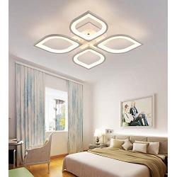 LITFAD 4 Heads Petal Semi Flush Light Monochromatic LED Ceiling Light Fixture 110-120V 40W Modern Acrylic Ceiling Lamp with White Metal Canopy for Living Room Bedroom Restaurant - White