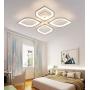 LITFAD 4 Heads Petal Semi Flush Light Monochromatic LED Ceiling Light Fixture 110-120V 40W Modern Acrylic Ceiling Lamp with White Metal Canopy for Living Room Bedroom Restaurant - White