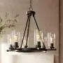 Holman Bronze Wagon Wheel Chandelier 26 3/4'' Wide Rustic Farmhouse Clear Glass 6-Light Fixture for Dining Room House Foyer Kitchen Island Entryway Bedroom Living Room - Franklin Iron Works