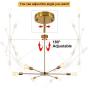 CLAIRDAI Sputnik Chandeliers 6 Lights Pendant Lighting Modern Chandelier Gold Industrial Vintage Ceiling Light Fixtures for Kitchen Dining Room Living Room