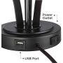 Heather Modern Accent Table Lamps Set of 2 with USB Port and AC Power Outlet in Base Dark Metal Base Glass Dome Shade for Living Room Bedroom Bedside Office - 360 Lighting