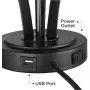 Heather Modern Accent Table Lamps Set of 2 with USB Port and AC Power Outlet in Base Dark Metal Base Glass Dome Shade for Living Room Bedroom Bedside Office - 360 Lighting