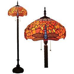 Tiffany Style Floor Lamps，Stained Glass Floor Lights, Width 16 Inch and High 63 Inch Reading Lamps for Living Room/Bedroom/Office, Zipper Switch，85V-265V (Design : 1)