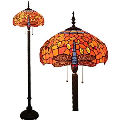 Tiffany Style Floor Lamps，Stained Glass Floor Lights, Width 16 Inch and High 63 Inch Reading Lamps for Living Room/Bedroom/Office, Zipper Switch，85V-265V (Design : 1)
