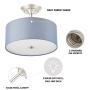 CO-Z Semi Flush Mount Ceiling Light Brushed Nickel, Drum Light Fixture Gray Shade with Diffuser, Two Bulb Grey Ceiling Light, Fabric Drum Shade Chandelier for Living Room Bedroom