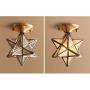 Modo Lighting Moravian Star Light Fixture Seeded Glass Flush Mount Ceiling Light Antique Brass Ceiling Lamp for Living Dining Room Porch Entry E26, 1 Light