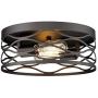 12inch Flush Mount Ceiling Light, HWH 2-Light Industrial Metal Cage Close to Ceiling Light Fixture for Farmhouse Kitchen Living Room Hallway Bedroom, Oil-Rubbed Bronze Finish, 5HY4-F ORB