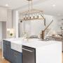 KSANA Gold Chandelier, Island Lights for Kitchen, 5-Light Modern Linear Chandeliers, 30” Large Metal Rectangle Light Fixture for Dining Room