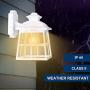 FUDESY Dusk to Dawn LED Outdoor Wall Lantern,White Plastic Photocell Sensor Porch Light with 8W 800LM Edison Filament Bulb,Exterior Wall Mount Light Fixture for Yard,Patio,Garage,FDS747EPSW1