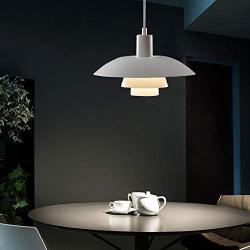 TFCFL Modern Pendant Light, 15'' PH 4/3 Aluminum Mini Suspension Chandelier Umbrellas Ceiling Hanging Lights for Dining Room Living Room Kitchen Restaurant (White)