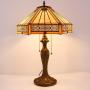 Tiffany Lamp Bedside Table Reading Lighting Yellow Hexagon Stained Glass Mission Style Shade Antique Base W16H24 Inch S011 WERFACTORY LAMPS Lover Parent Friend Kids Living Room Bedroom Coffee Bar Desk