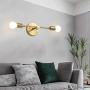 BOKT Mid Century Modern Wall Sconces 2-Light Antique Brushed Brass Wall Light Fixture Minimalist Wall Mount Lights for Living Room Bathroom Hallway Mirror Light (1 Pack)