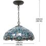 Tiffany Style Hanging Lamp W16H40 Inch Sea Blue Stained Glass Shade Crystal Bead Dragonfly Chandelier Light Ceiling Fixture S147 WERFACTORY Dining Living Room Bedroom Study Coffee Bar Hallway Loft