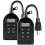 myTouchSmart Outdoor/Indoor Plug-in Digital Timer 2-Pack, 1 Grounded Outlet, Easy-to-Set, 2 Custom ON/OFF Times, Weather Resistant, Ideal for Seasonal Lighting, Small Pumps, LED, 46226