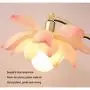 Bedside Table Lamp Chinese Style Table Lamp Living Room Bedroom Bedside Lamp Pink Lotus Flower Lamp Ceramic Lotus Leaf Combination Base Buddha Lotus Light Side Table Lamp