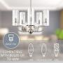 Kira Home Inara 22.5'' Large Round 5-Light Modern Chandelier + Clear Glass Shades, Adjustable Height, Brushed Nickel Finish