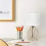 HAITRAL Gold Table Lamp - Modern Style Desk Lamp with Hollowed Out Base Linen Fabric Shade, Small Golden Bedside Lamp for Bedrooms, Living Room