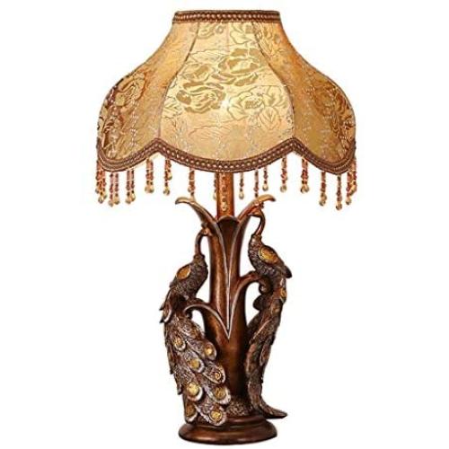HWZQHJY Creative Peacock Table Lamp European Style Retro Table Lamp Bed Bedside Lamp Living Room Decorative Lighting