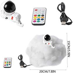 LED Colorful Clouds Astronaut Lamp with Rainbow Effect As Childrens Night Light, Astronaut Ornaments, Clouds with LED Lights with Remote Control, Decoration Bedroom Night Light