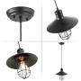 LNC Industrial Cage Pendant Lighting Black Small Hanging Fixture for Kitchen Island, Bedroom, Dining Room, Entryway and Foyer