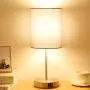 Touch Control 3-Way Dimmable Grey Bedside Table Lamp, 2 USB Charging Ports Nightstand Lamp with 3000K Warm White Bulbs, Round Fabric Shade Modern Desk Reading Lamp for Bedroom Living Room Touch Control 3-Way Dimmable Grey Bedside Table Lamp, 2 USB Charging Ports Nightstand Lamp with 3000K Warm White Bulbs, Round Fabric Shade Modern Desk Reading Lamp for Bedroom Living Room