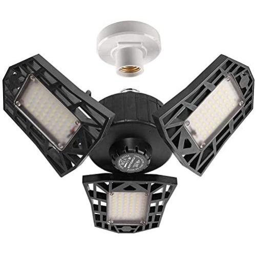 2-Pack Garage Lights 60W LED Garage Lighting - 6000LM 6500K LED Three-Leaf Garage Ceiling Light Fixtures, LED Shop Light with Adjustable Multi-Position Panels, LED Glow Light for Garage, Workshop